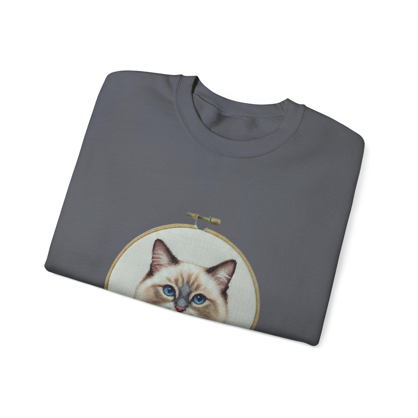 Ragdoll Cat Portrait Sweatshirt | Embroidery Hoop Floral Frame