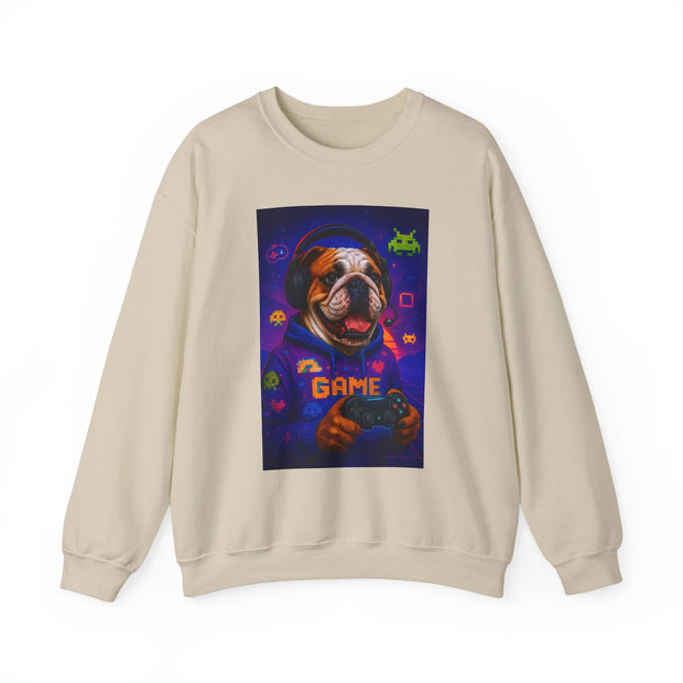 Gaming Dog Crewneck Sweatshirt, Cozy Gamer Gift, Unisex Sweatshirt, Video Game Lover Apparel, Fun Dog Design Sweatshirt