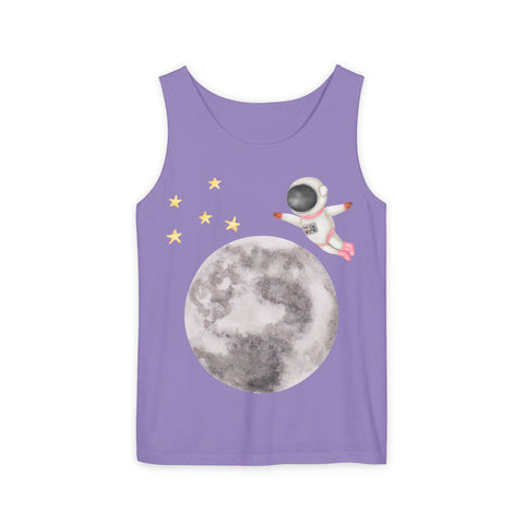 Astronaut Flying To The Moon Unisex Tank Top