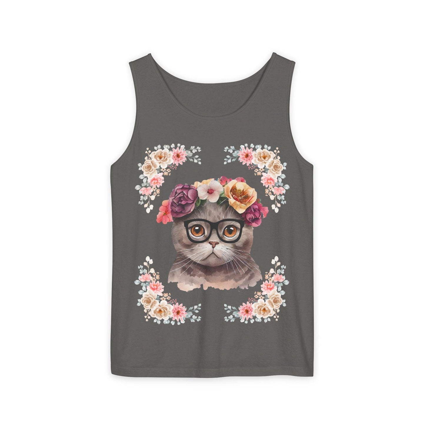 Geeky Goddess Dark Gray Cat Unisex Tank Top