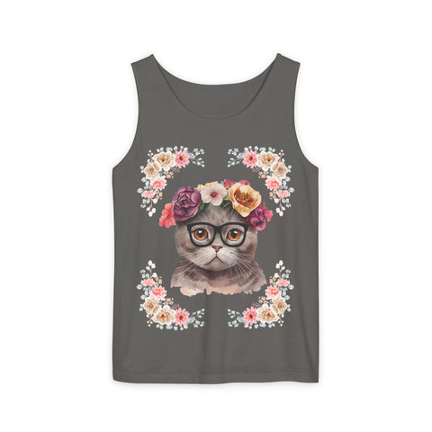 Geeky Goddess Dark Gray Cat Unisex Tank Top