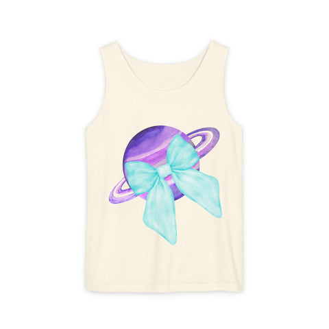 Purple Saturn Wrapped In Bow Unisex Tank Top