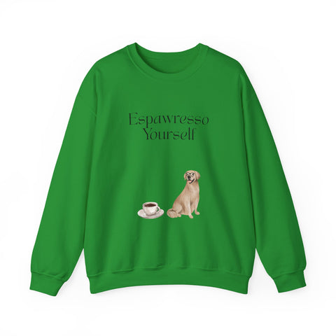 'Espawresso Yourself' Golden Retriever Unisex Crewneck Sweatshirt