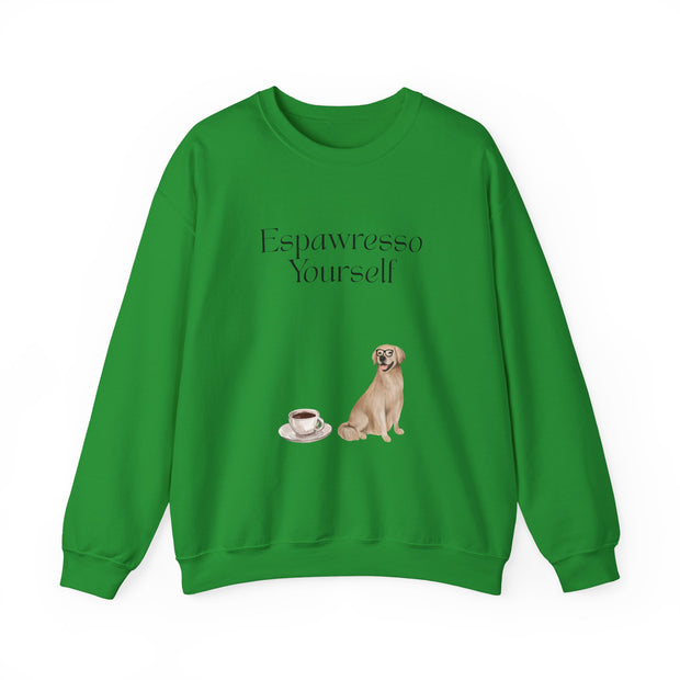 'Espawresso Yourself' Golden Retriever Unisex Crewneck Sweatshirt