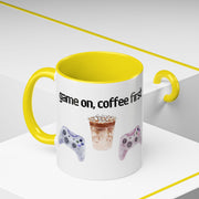 'Game On, Coffee First' Accent Coffee Mug