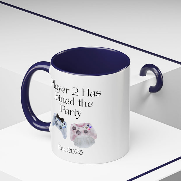 'Player 2 Has Joined The Party' 'Est. 2026' Accent Coffee Mug