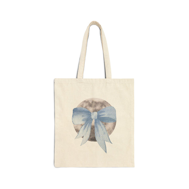 Moon Wrapped In A Bow Cotton Canvas Tote Bag
