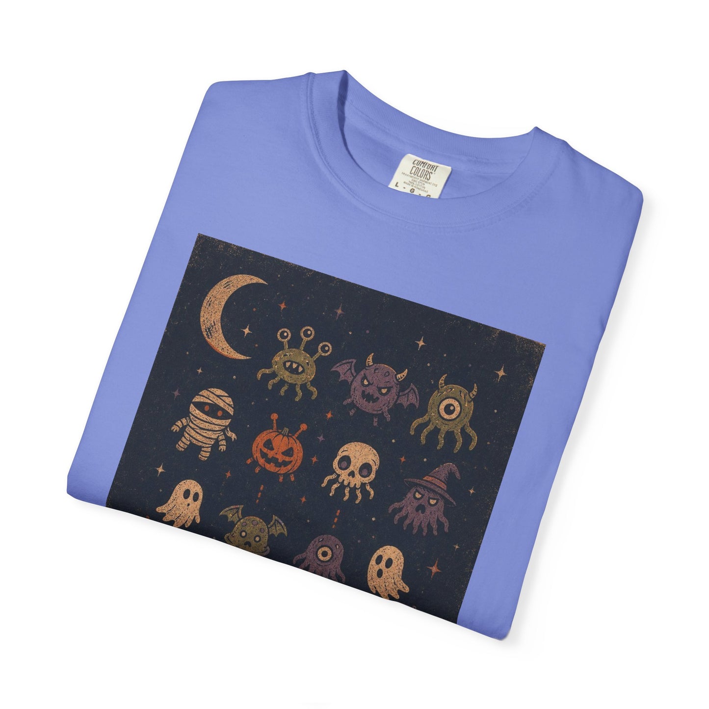 Cute Halloween Witch and Ghosts T-Shirt | Pumpkin Moon Spooky Illustration