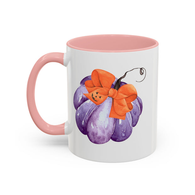 Purple Pumpkin Wrapped In A Bow Accent Coffee Mug