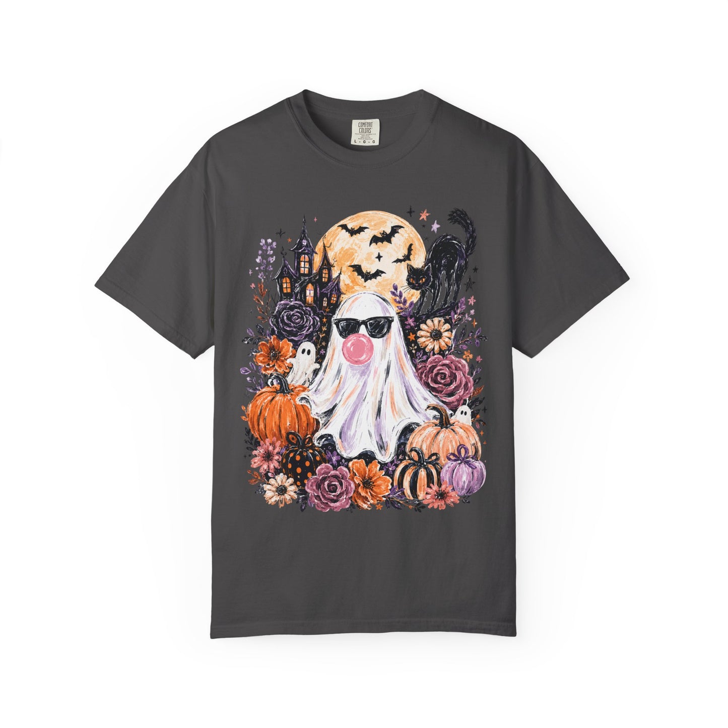 Cute Sunglasses Ghost Halloween T-shirt | Pumpkin, Black Cat, Haunted House