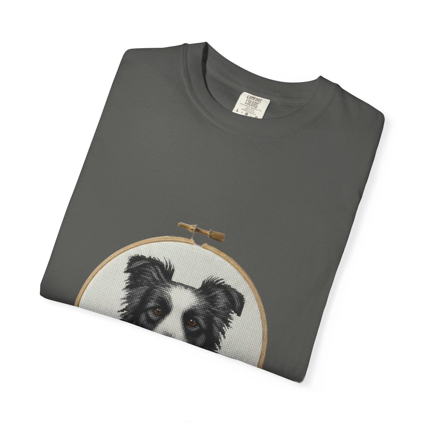Border Collie Shirt, Dog Mom Gift, Cross Stitch Dog Portrait Tee, Embroidery Hoop Floral Pet Lover Top