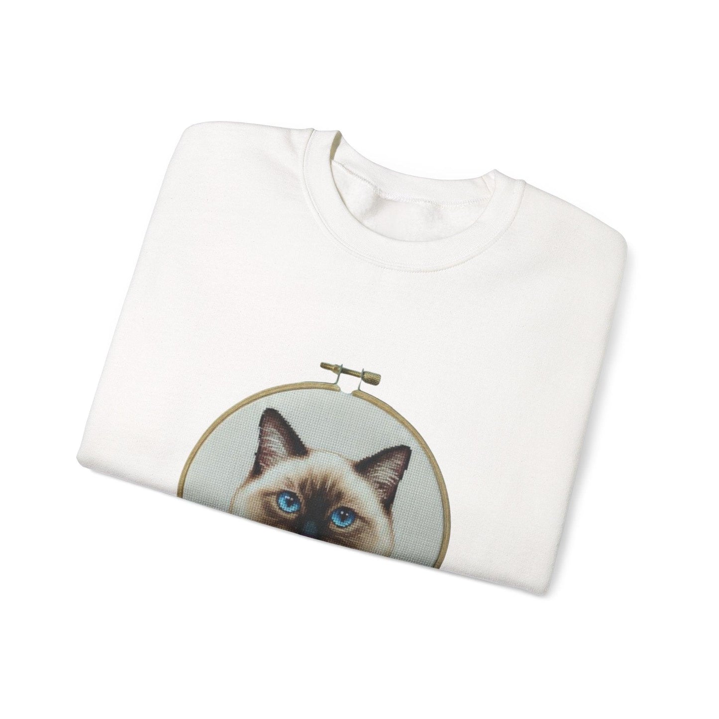 Siamese Cat Portrait Sweatshirt | Embroidery Hoop Floral Frame