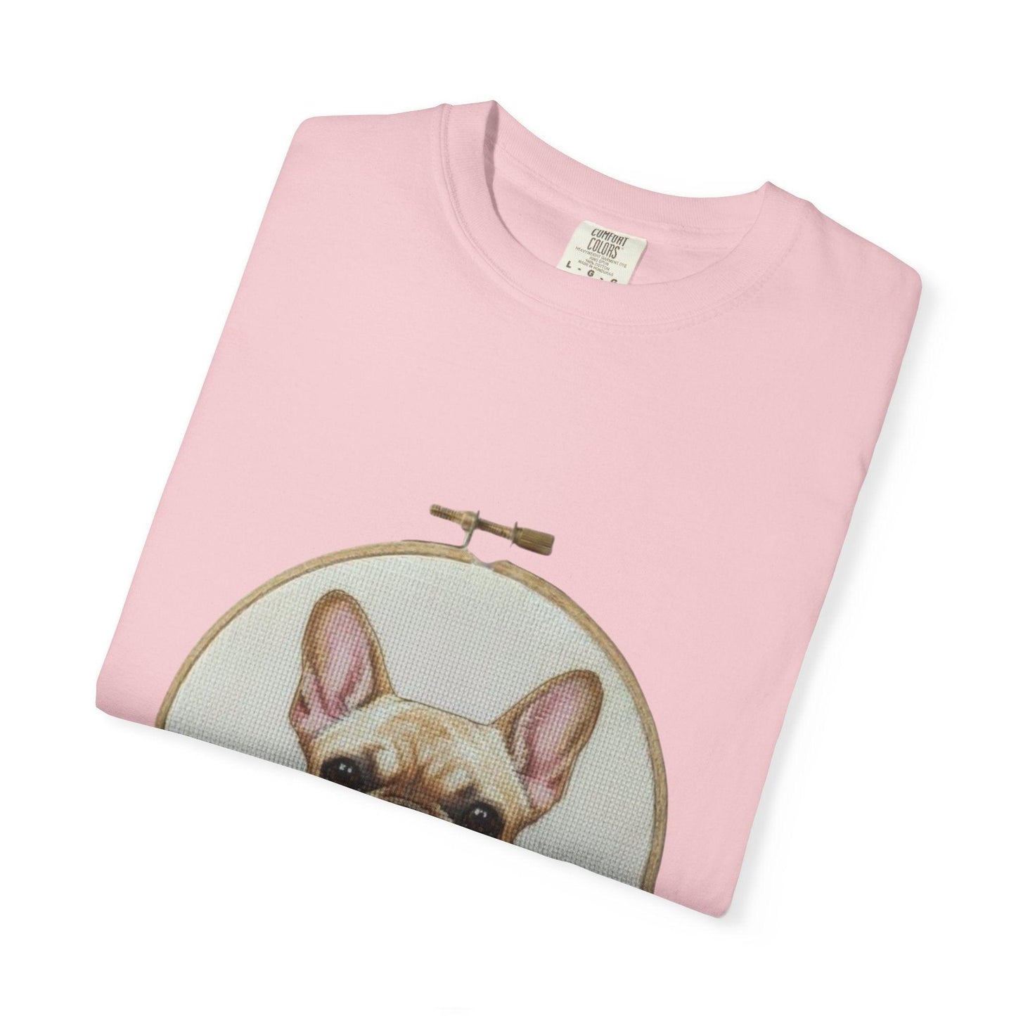 French Bulldog Portrait T-Shirt | Embroidery Hoop Dog Illustration