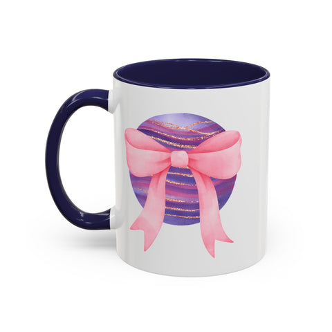 Pink/Purple Planet Wrapped In A Bow Accent Coffee Mug