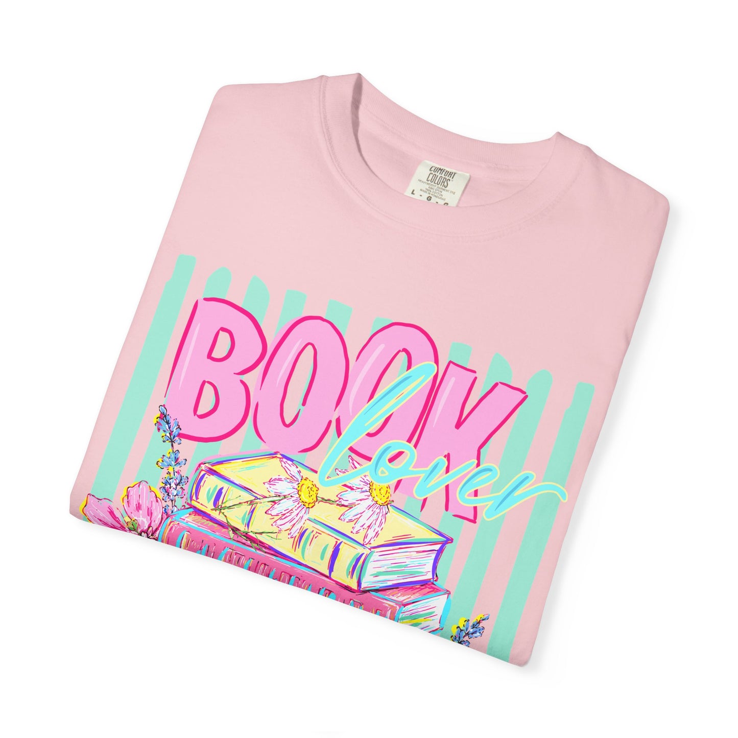 Book Lover Stack T-Shirt, Pastel Book Stack Floral Tee, Cozy Reader Shirt, Booktok Graphic T-Shirt, Cute Bookish Gift for Women