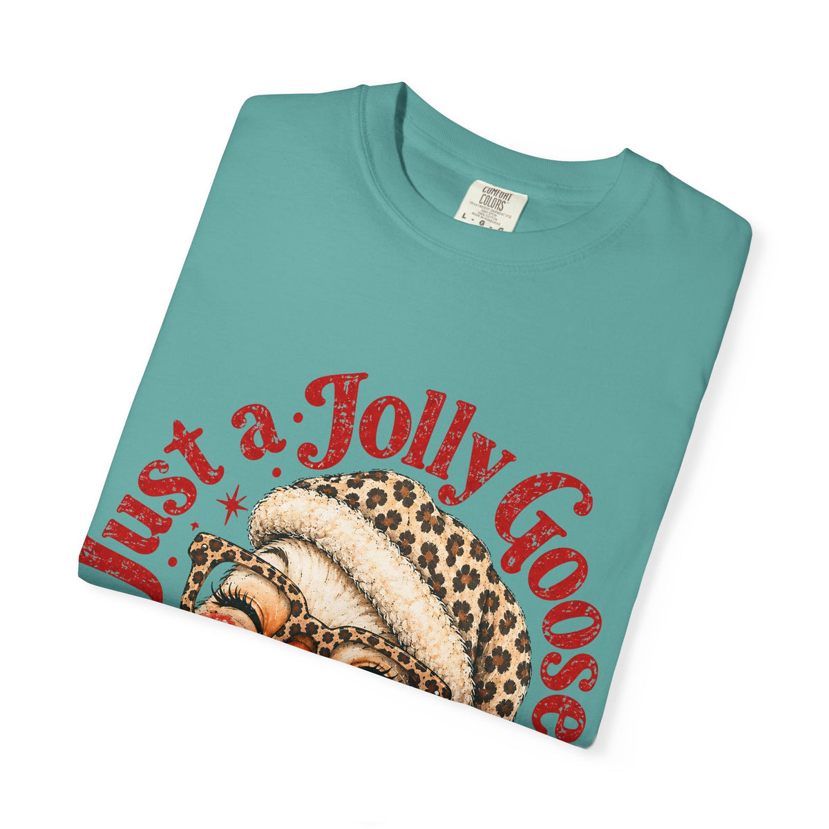 Jolly Goose Christmas Shirt, Funny Christmas Goose Tee, Leopard Santa Goose Shirt, Goose Lover Gift, Retro Holiday T-Shirt