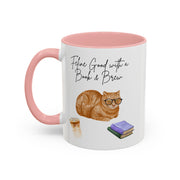 'Feline Good With A Book & Brew' Accent Coffee Mug