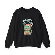 Meowy Christmas Sweatshirt, Cozy Cat Crewneck, Cat Lover Gift, Holiday Apparel, Winter Fashion