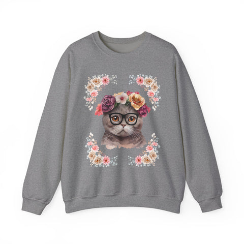 Geeky Goddess Dark Gray Cat Unisex Crewneck Sweatshirt