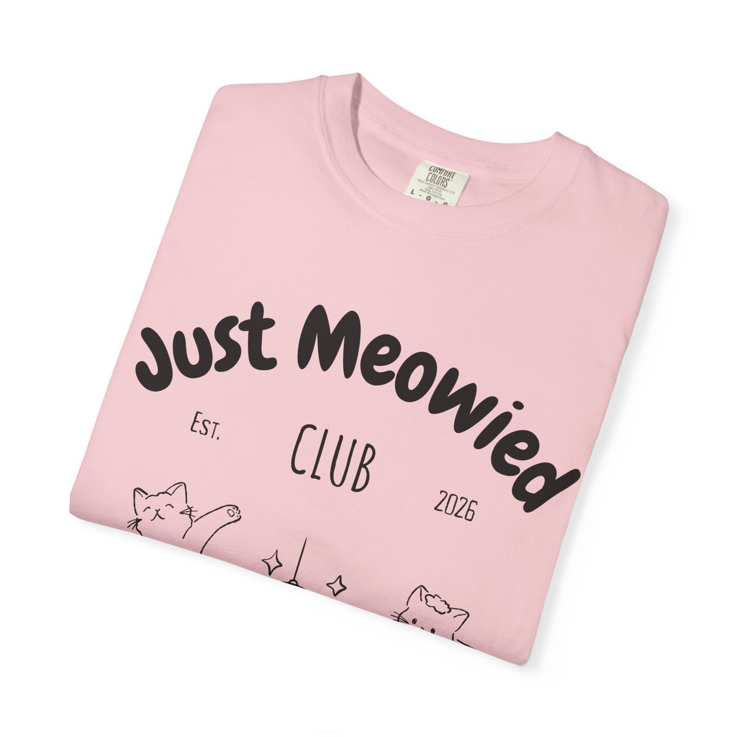 Just Married Cat Wedding Shirt Newlywed Couple Matching T-Shirt Comfort Colors Mr And Mrs Tee Just Meowied Honeymoon Gift For Bride Groom