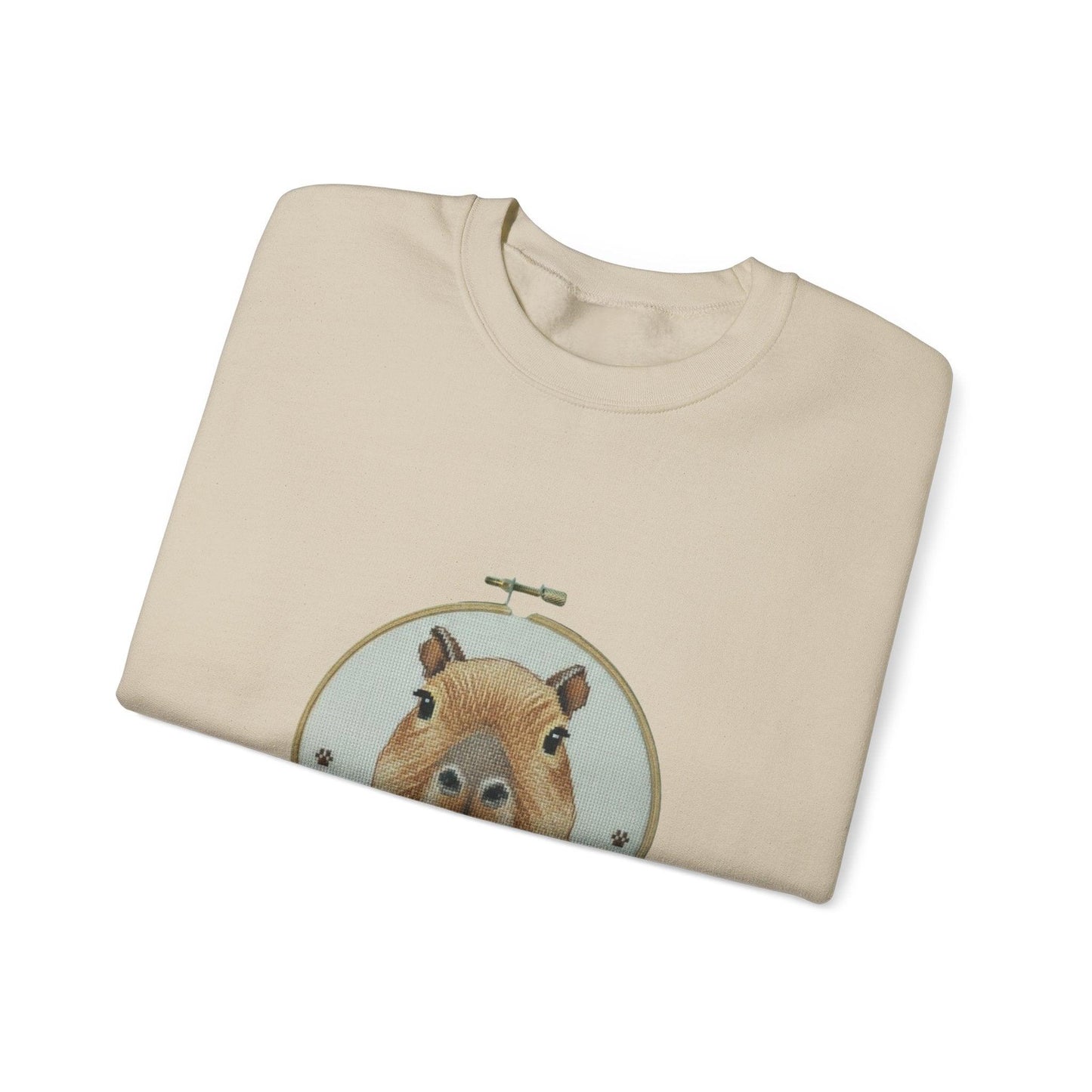 Cute Capybara Portrait Crewneck Sweatshirt | Floral Wreath Animal Art