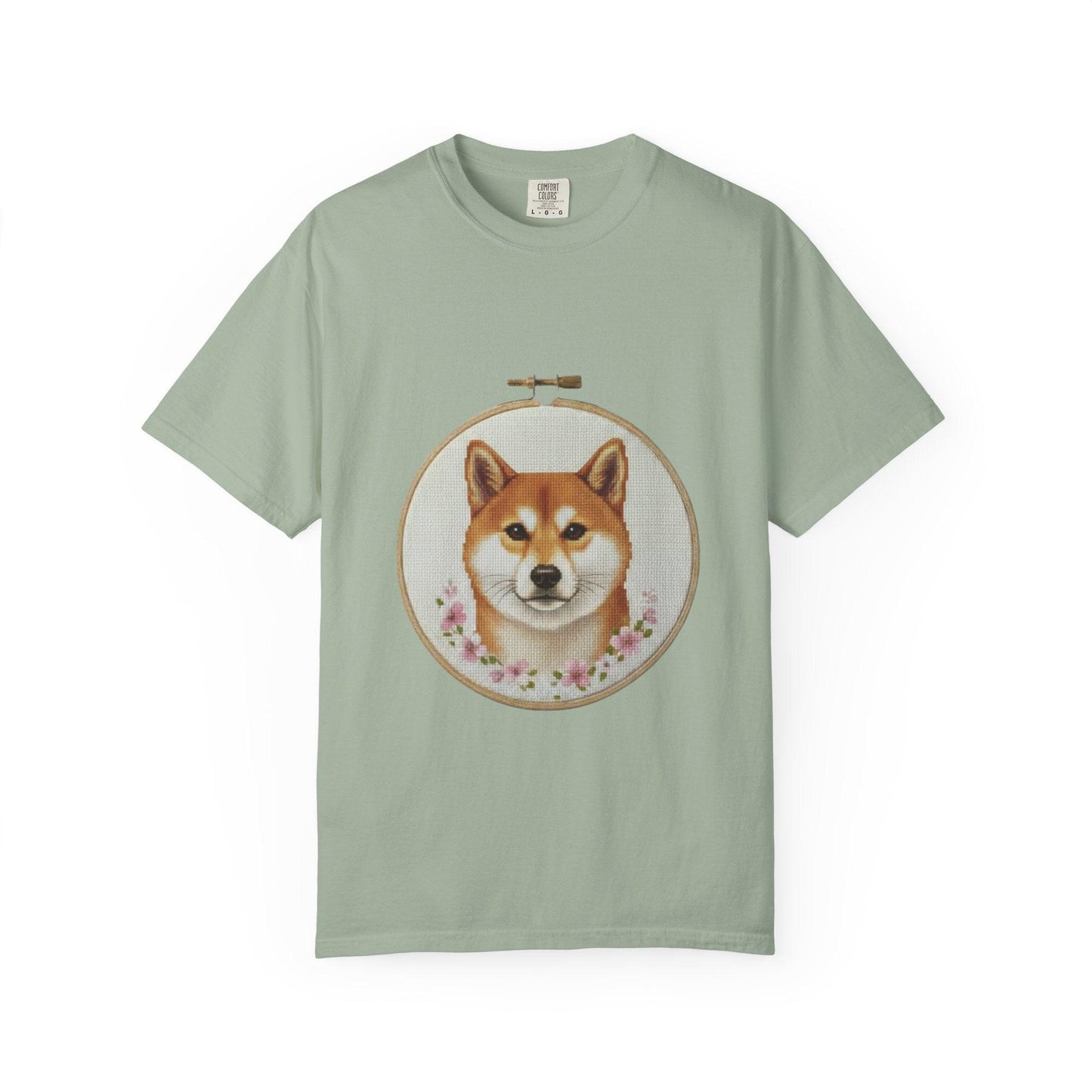 Shiba Inu Sweatshirt, Shiba Mom Gift, Vintage Cross Stitch Dog, Embroidered Floral Crewneck