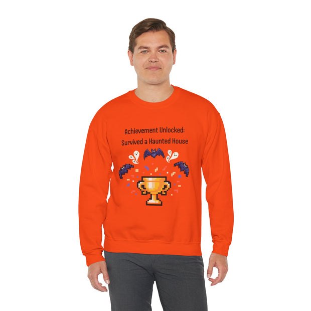 'Achievement Unlocked: Survived A Haunted House' Unisex Crewneck Sweatshirt