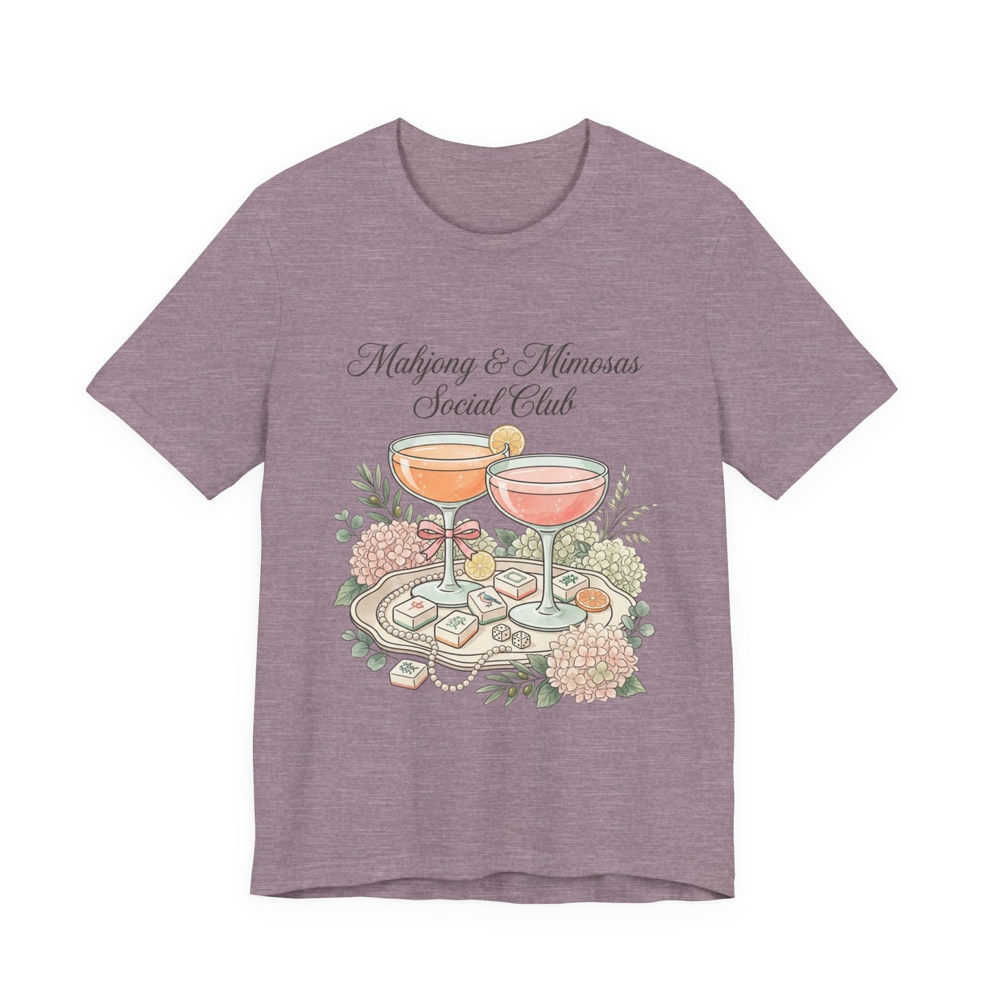Mahjong & Mimosas Shirt, Mahjong Social Club Tee, Pastel Mahjong Graphic T-Shirt, Brunch Club Gift for Her
