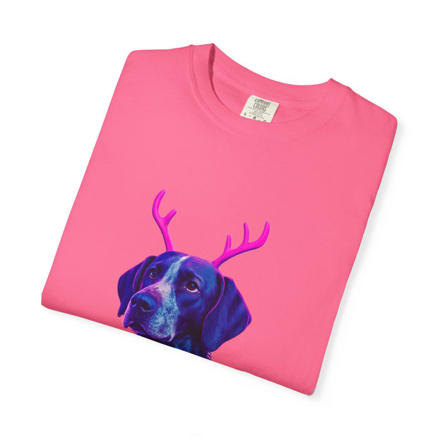 Neon Reindeer German Shorthaired Pointer T-Shirt | Festive Sweater Pup Holiday Tee