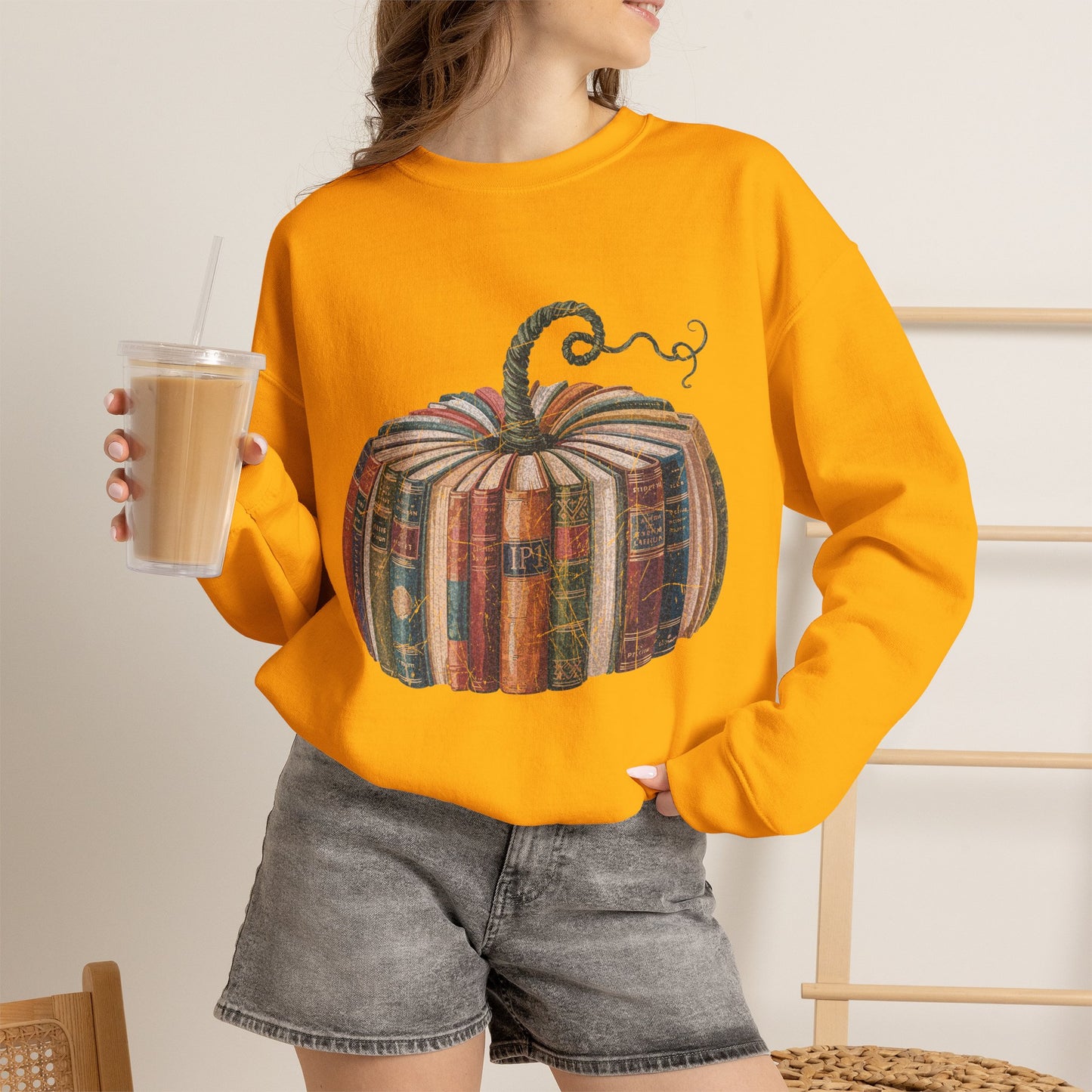 Patchwork Pumpkin Crewneck Sweatshirt | Fall Plaid Pumpkin Shirt