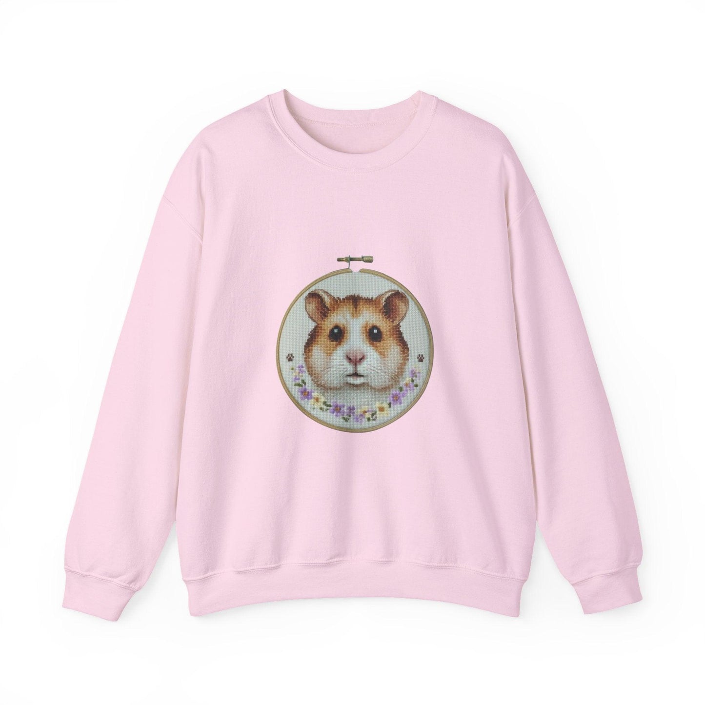 Hamster Portrait Sweatshirt | Embroidery Hoop Floral Frame