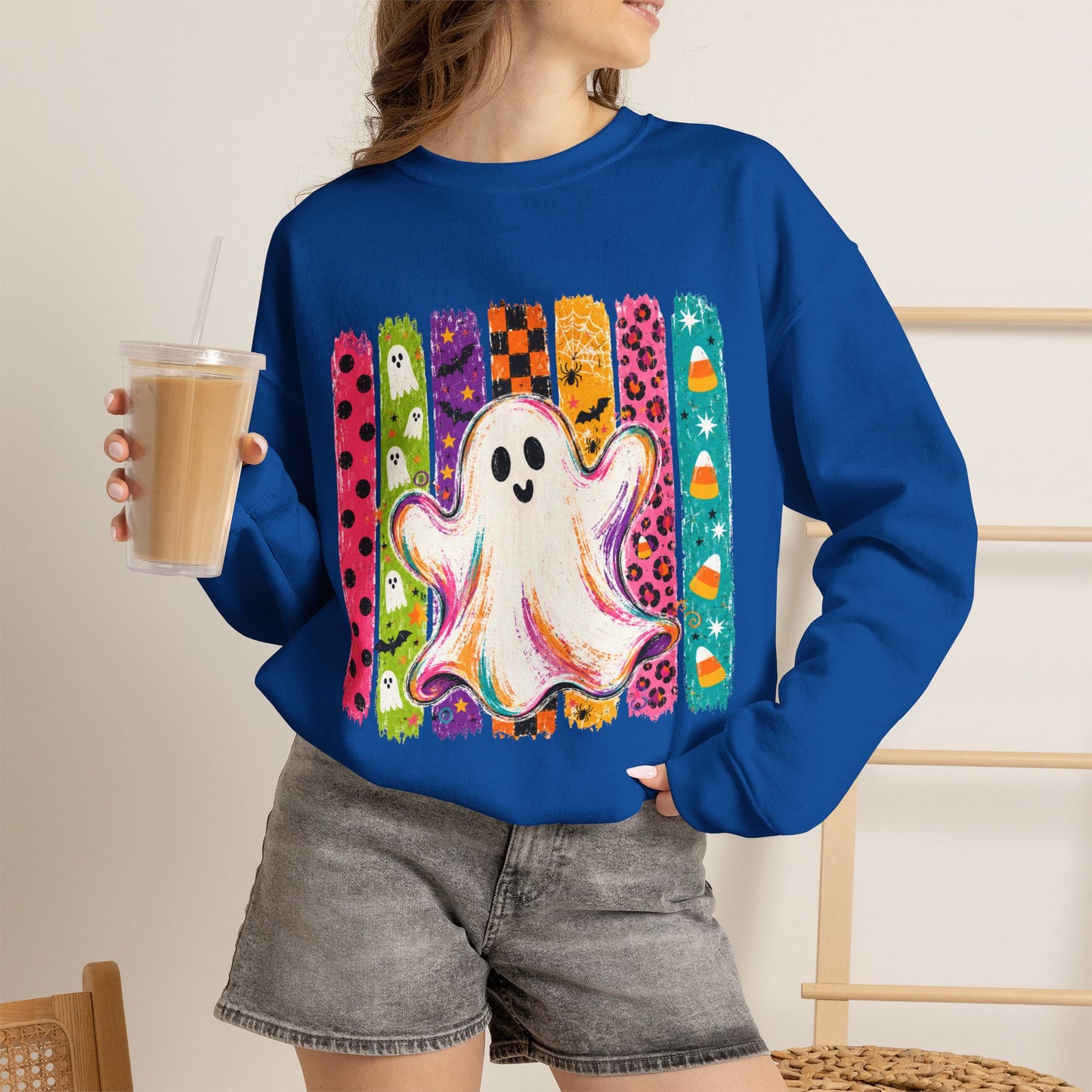 Rainbow Ghost Halloween Sweatshirt | Cute Ghost Graphic Crewneck
