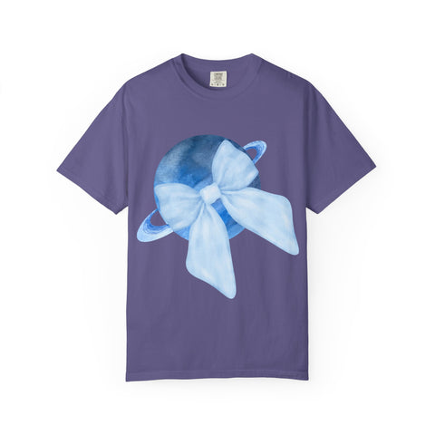Blue Saturn Wrapped In Blue Bow Unisex T-Shirt