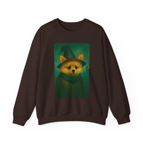 Cozy Witch Pomeranian Dog Sweatshirt, Animal Lover Sweatshirt, Halloween Apparel, Unisex Crewneck, Gift for Dog Mom