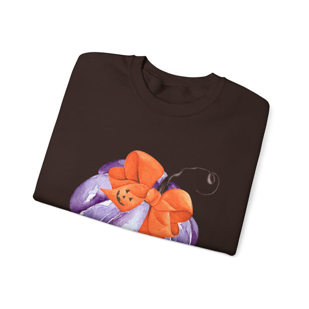 Purple Pumpkin Wrapped In A Bow Unisex Crewneck Sweatshirt