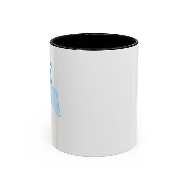 Blue Saturn Wrapped In A Blue Bow Accent Coffee Mug