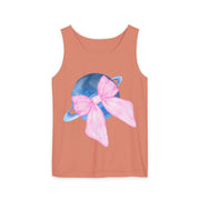 Blue Saturn Wrapped In Pink Bow Unisex Tank Top