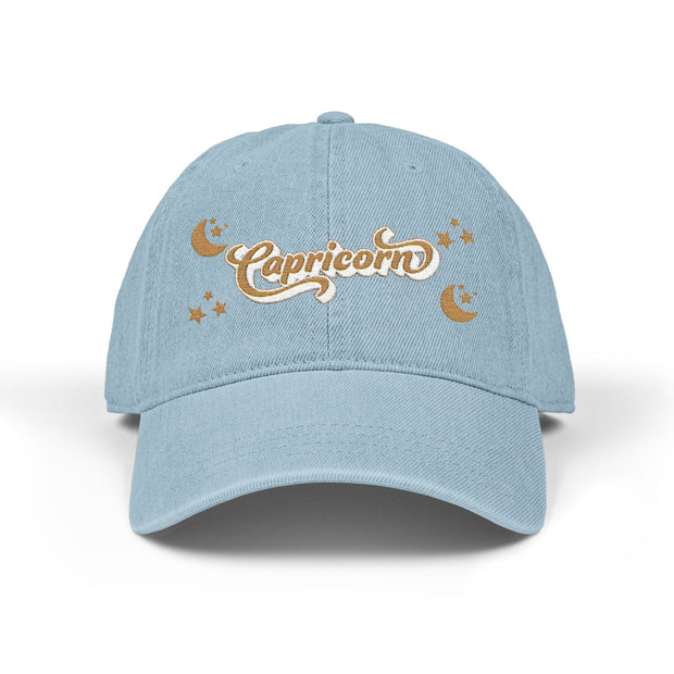 'Capricorn' Denim Embroidered Cap