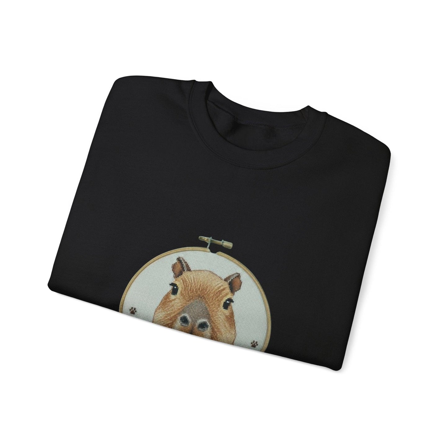 Cute Capybara Portrait Crewneck Sweatshirt | Floral Wreath Animal Art