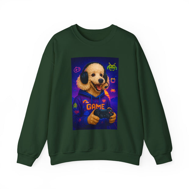 Gamer Dog Sweatshirt, Unisex Crewneck, Cute Gaming Apparel, Gift for Pet Lovers, Funny Sweatshirt, Cozy Gaming Clothing