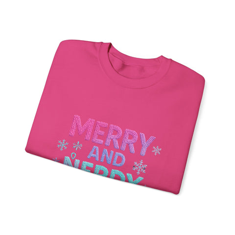 Festive Gamer Crewneck Sweatshirt - Merry and Nerdy, Unisex Sweatshirt, Holiday Apparel, Gaming Sweatshirt, Cozy Gift for Gamers