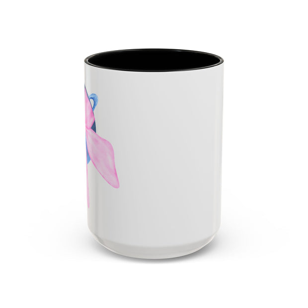 Blue Saturn Wrapped In A Pink Bow Accent Coffee Mug