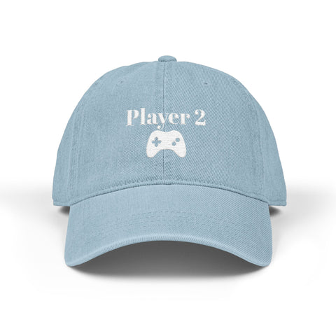 'Player 2' Denim Embroidered Cap