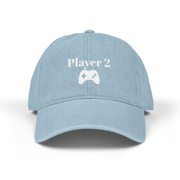 'Player 2' Denim Embroidered Cap