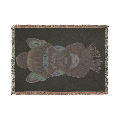 French Bulldog in Beanie Woven Blanket | Cozy Dog Throw, Winter Puppy Home Decor