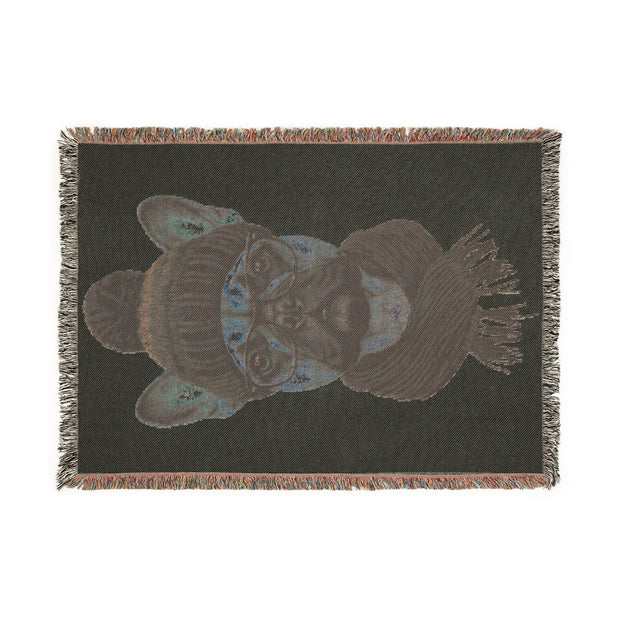 French Bulldog in Beanie Woven Blanket | Cozy Dog Throw, Winter Puppy Home Decor
