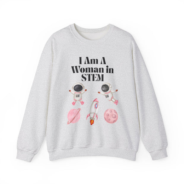 "I Am A Woman in STEM" Astronaut Unisex Crewneck Sweatshirt