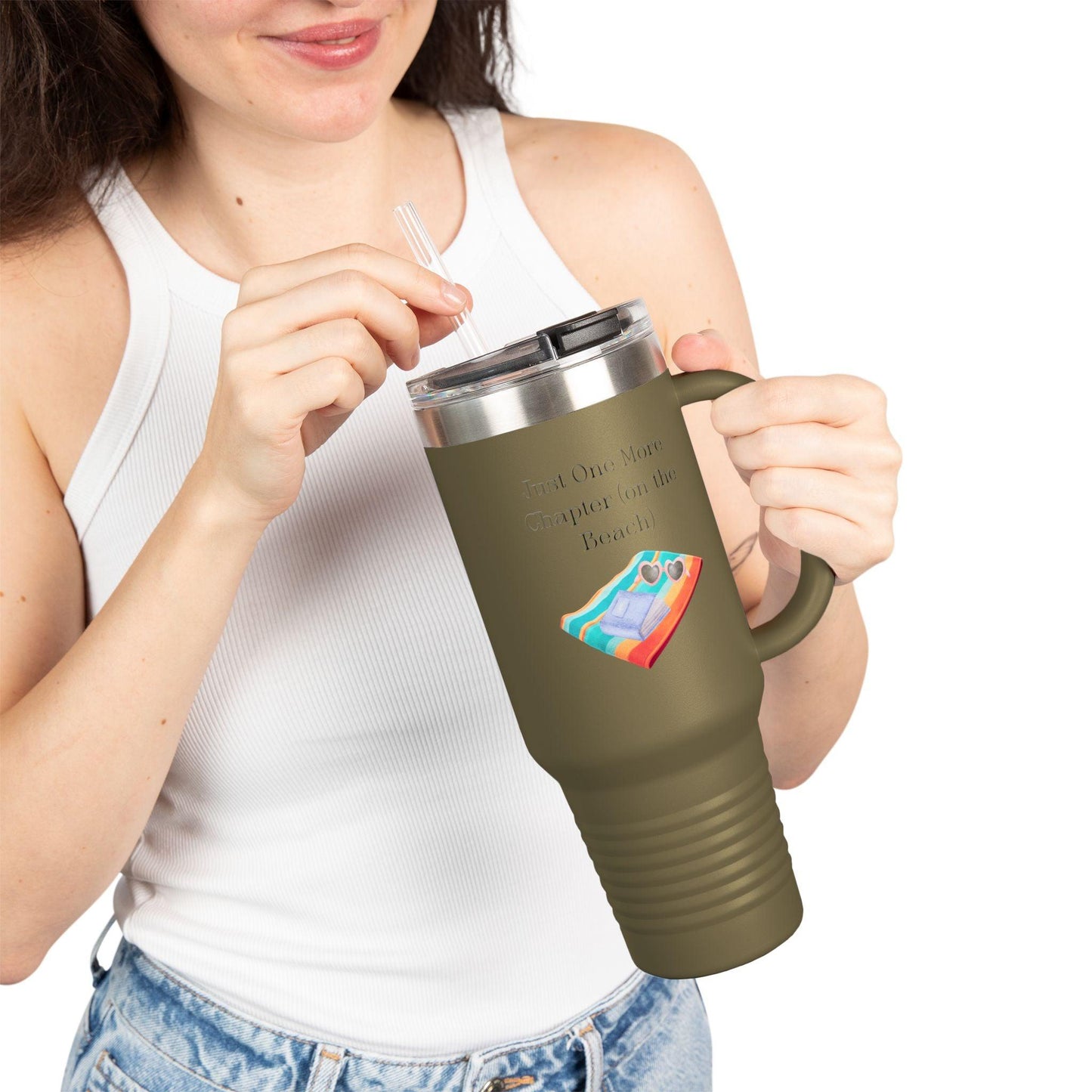 'Just One More Chapter (On The Beach)' Insulated Travel Mug, 40oz