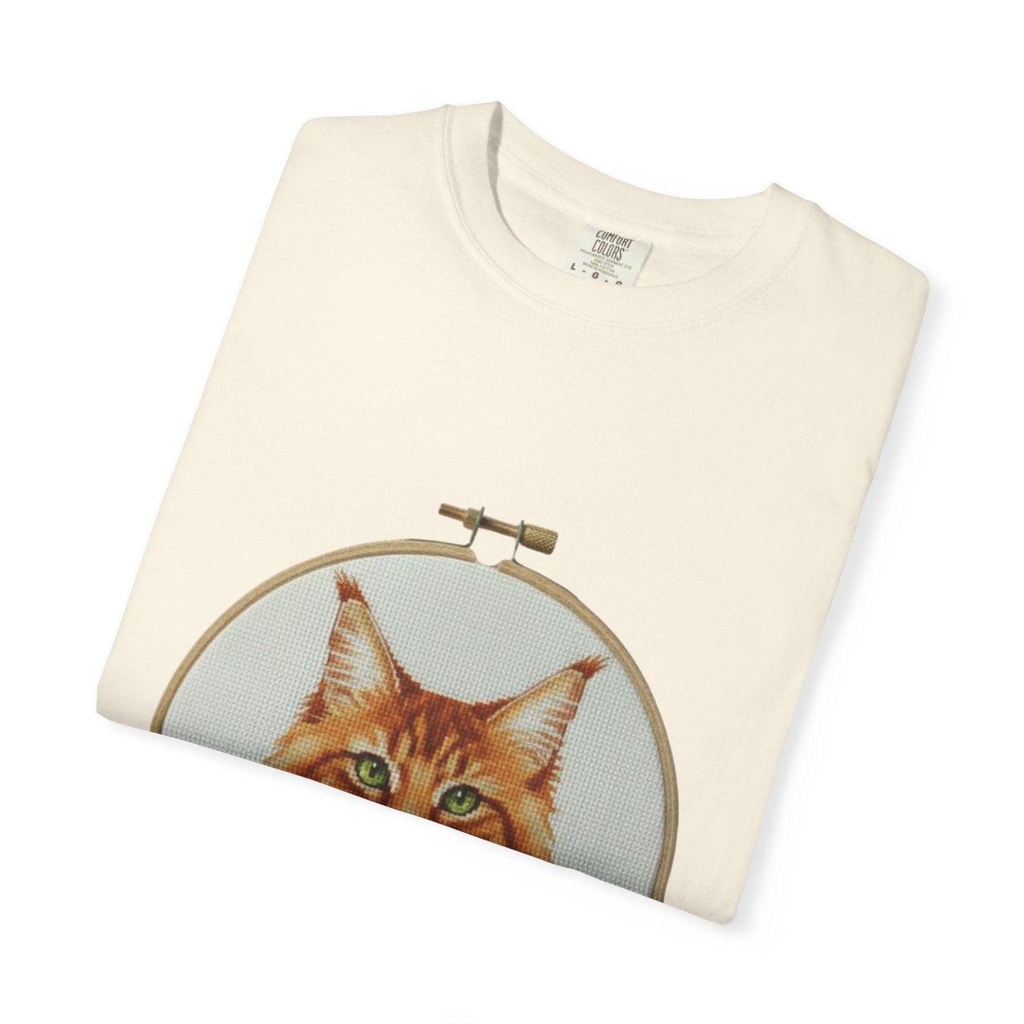 Orange Tabby Cat Portrait T-shirt | Embroidery Hoop Illustration