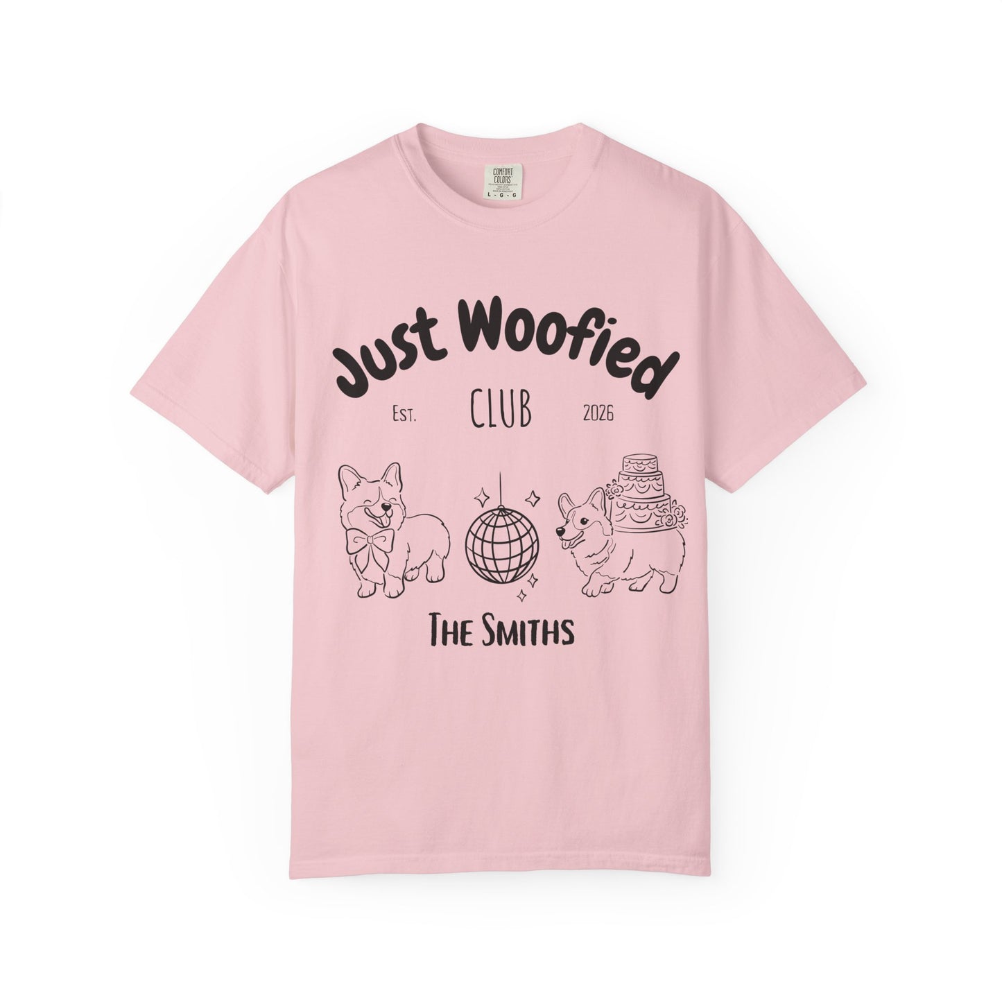 Just Married Dog Wedding Shirt Newlywed Couple Matching T-Shirt Comfort Colors Mr And Mrs Tee Just Woofied Honeymoon Gift For Bride Groom